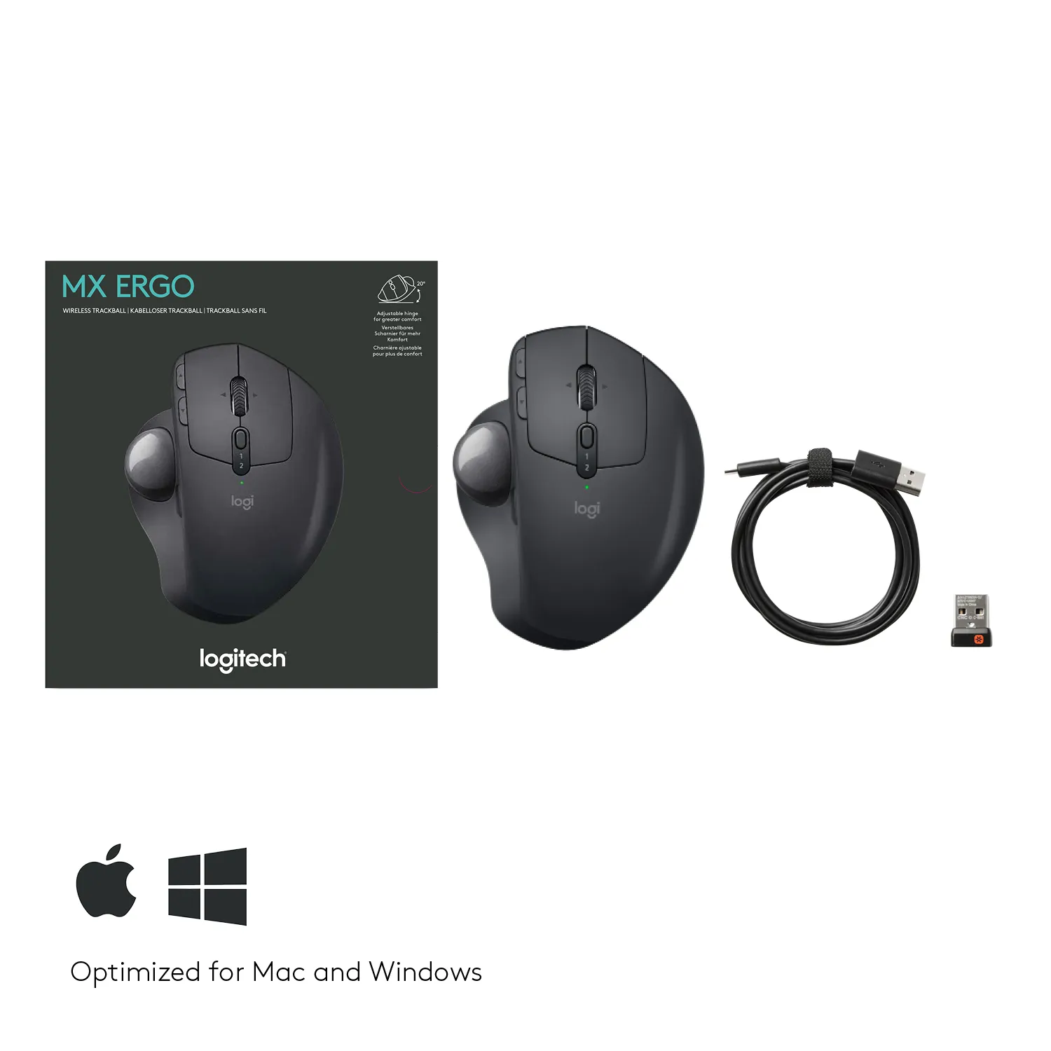 910-005179 - LOGi MX-ERGO Wireless Mouse Trackball A new standard of comfort and precision Advanced tracking