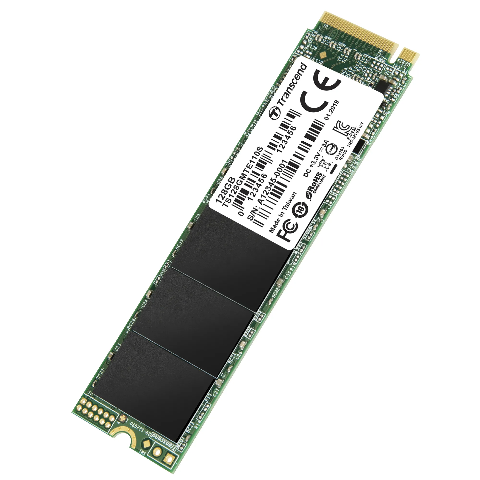 TRANSCEND 128GB  MTE110S PCI-E GEN 3x4 M.2 2280 SSD 3D TLC - 1500 MB/s Read 550 MB/s Write - 50 TBW
