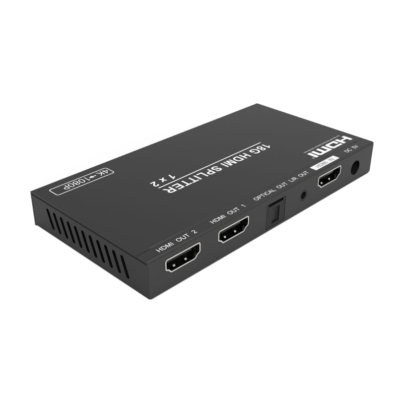 HDCVT 1x2 HDMI 2.0 Splitter with Scaler/Audio Extract EDID HDCP 2.2