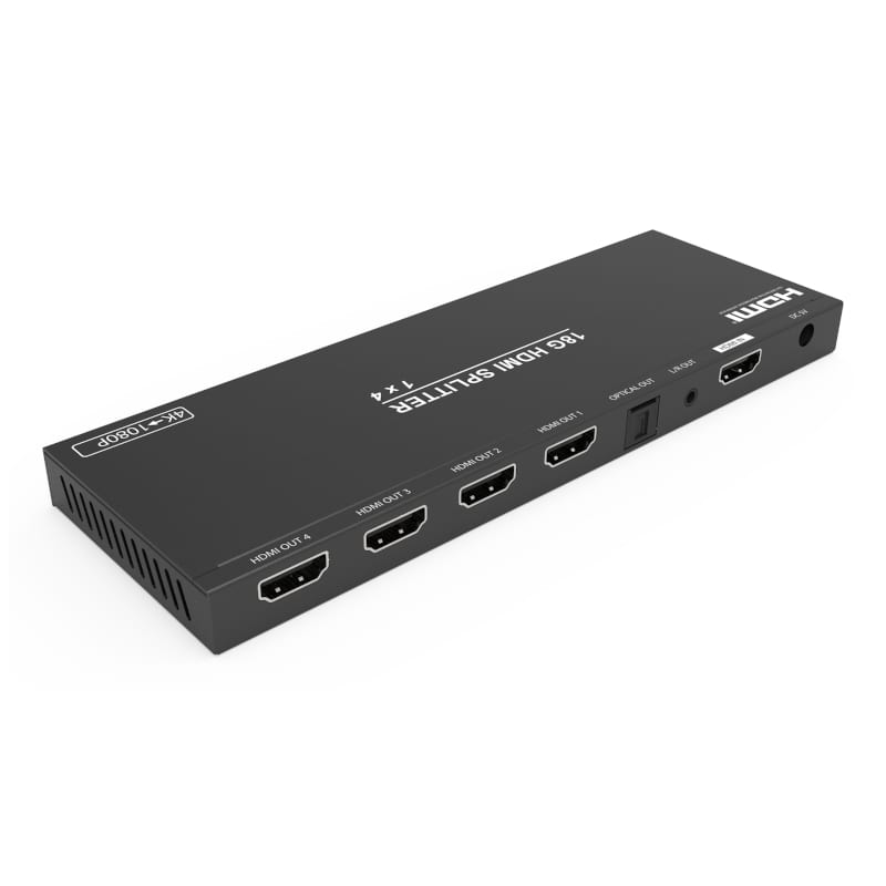 HDCVT 1x4 HDMI 2.0 Splitter with Scaler/Audio Extract EDID HDCP 2.2