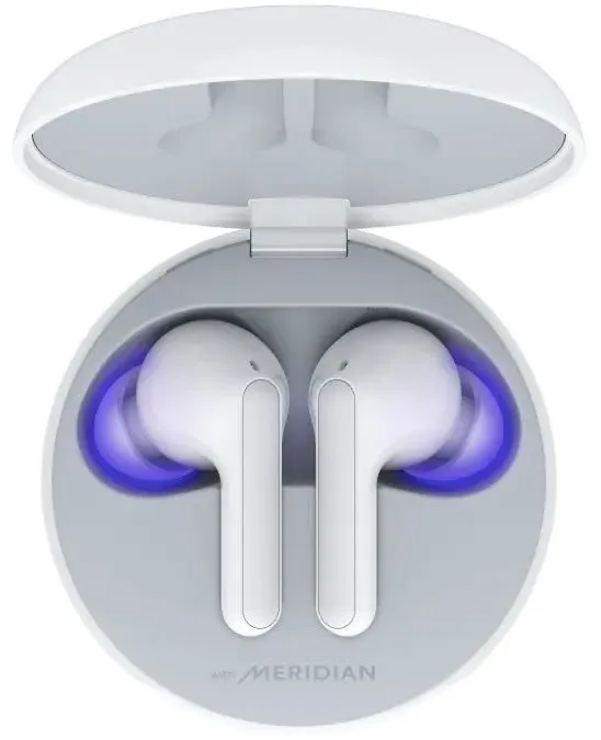LG TONE Free Wireless Earbuds FN7 with Active Noice cancellation; UVnano Charging Case and Meridian Audio (White)